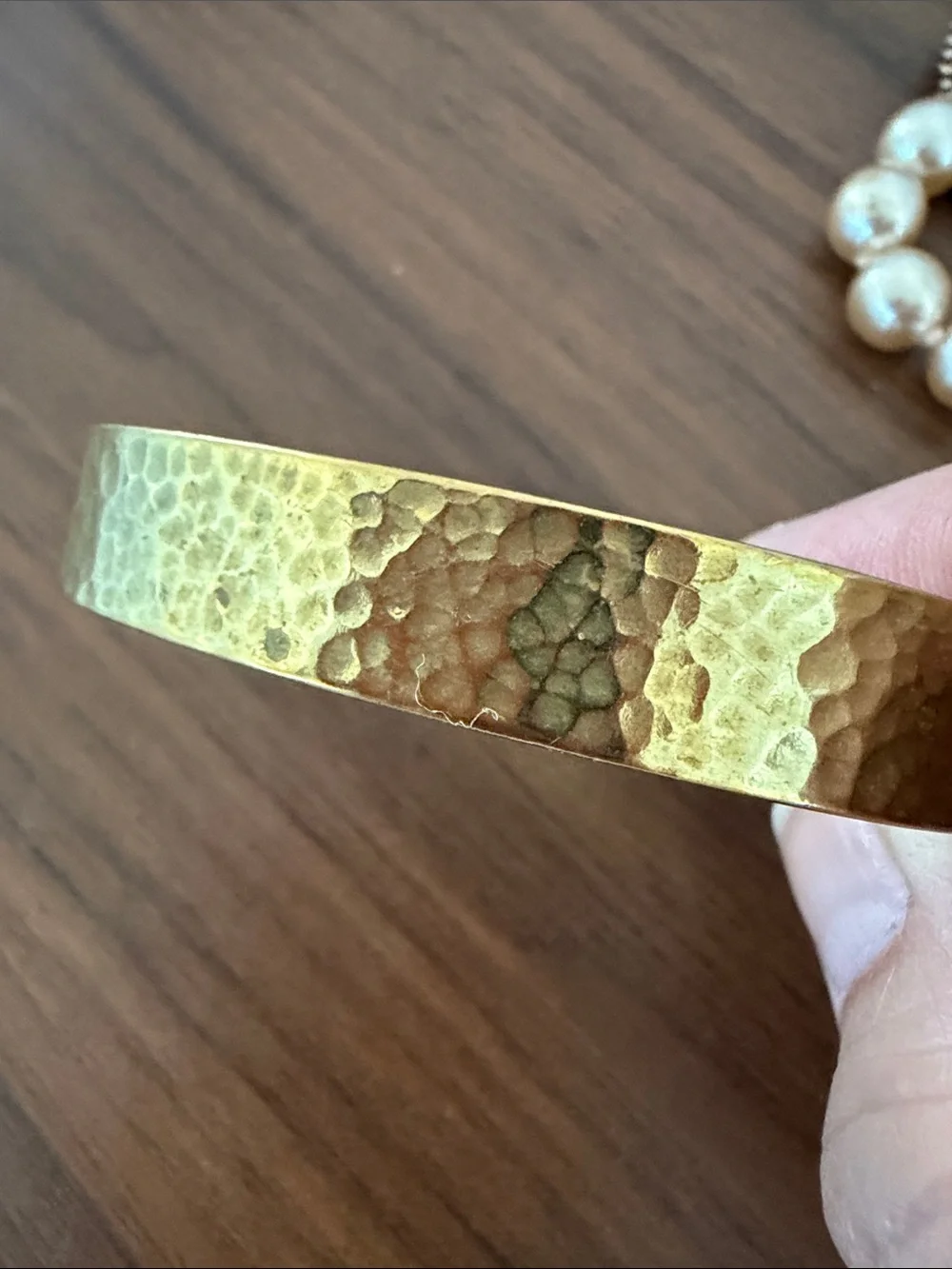 Minimalist Open Hammered Brass Cuff Bracelet in Antique Gold Tone